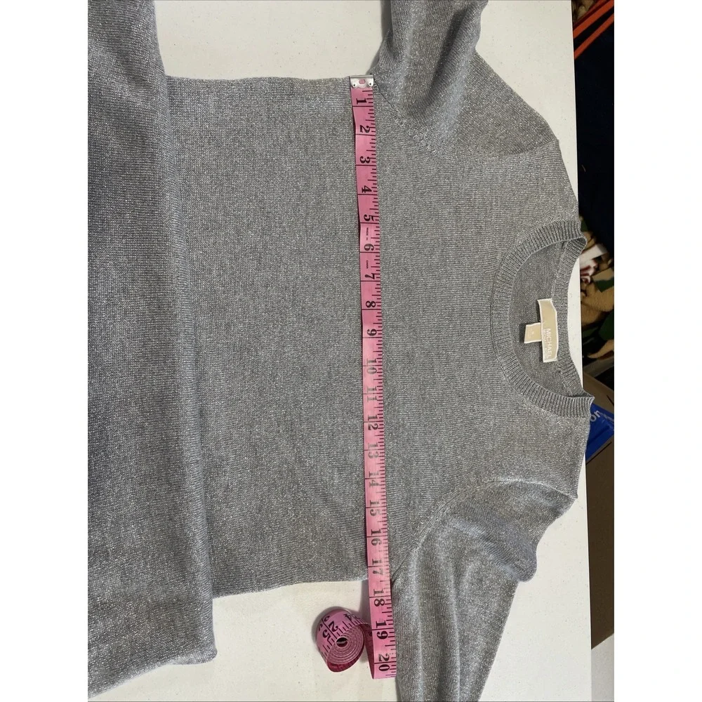 Michael Kors Silver‎ Sparkle Sweater Dress Size Small Flared Sleeves And Hem